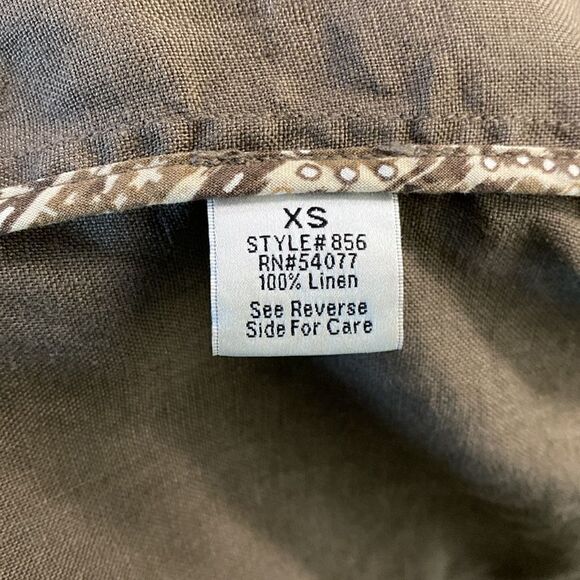 Vintage cAbi 856 Utility Button Up Shirt Jacket Sz XS 100% Linen Brown Roll Tab - Picture 12 of 14